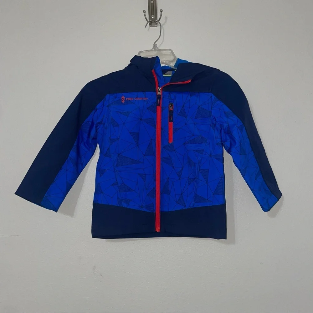 Free Country Blue Red‎ Boys Hooded Jacket Ski Size Medium 5/6 LIKE NEW